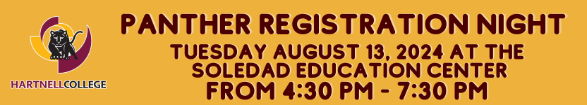 Panther Registration night Tuesday august 13th at the soledad eduacation center, 4:30 - 7:30 pm. 