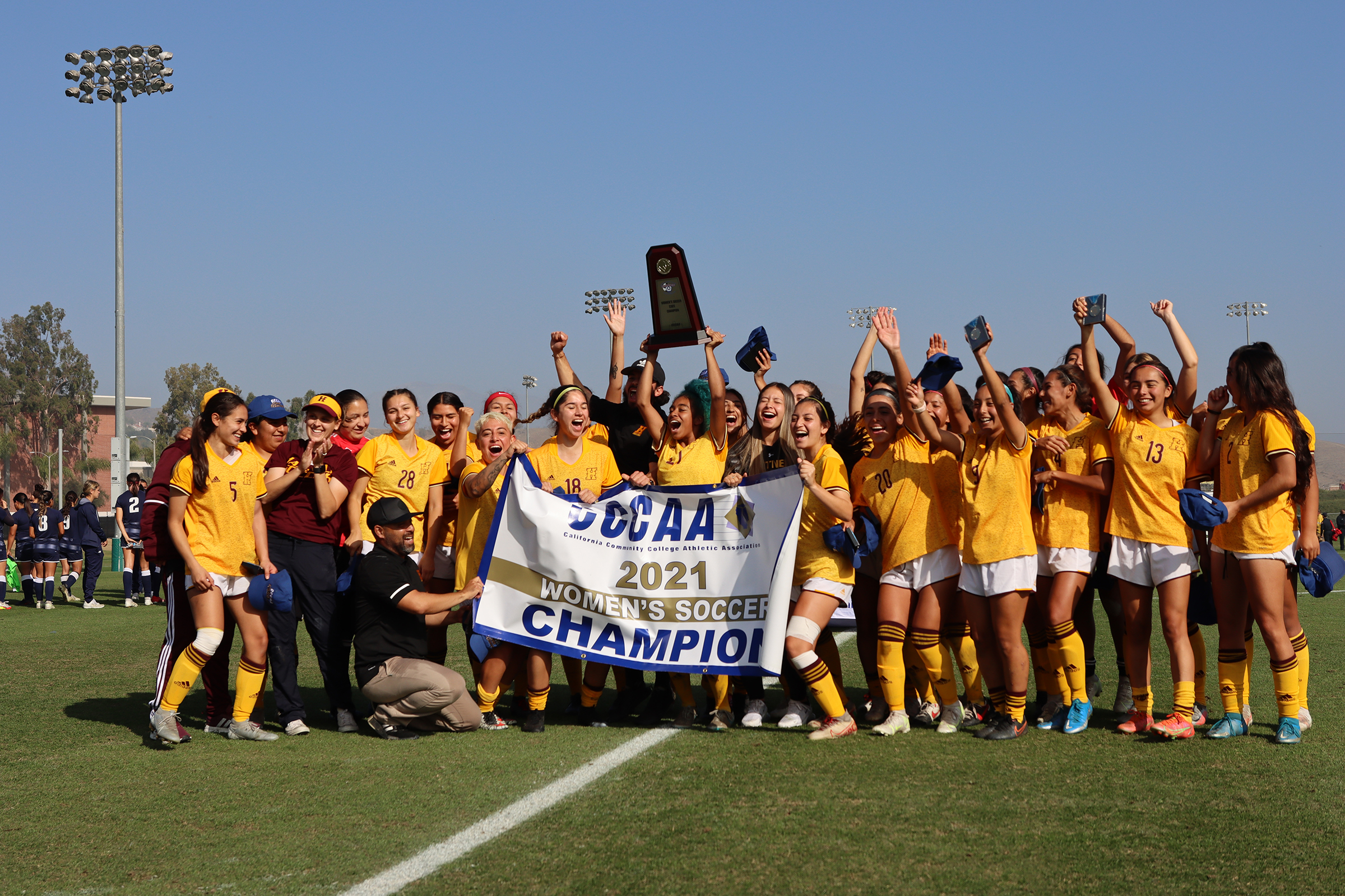 Women's Soccer team celebrates winning state championship on Dec. 5, 2021