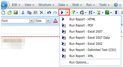 Choose the final view of your report by clicking the dropdown by the “run” icon